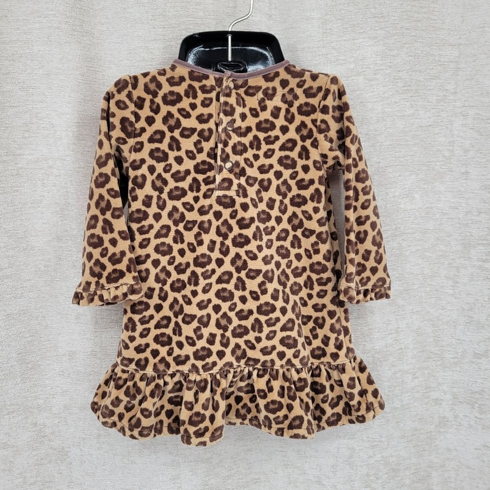 Gap Y2K Leopard Print Ruffle Hem Velour Dress Girls Infant Baby Size 3 to 6 mo - Picture 4 of 12